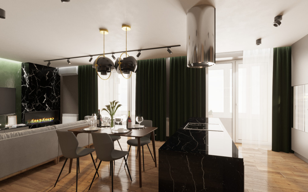 Кухня гостинная с балконом