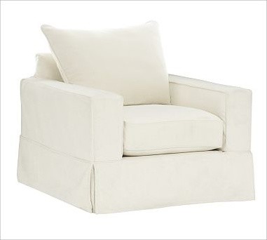 PB Comfort Square Armchair, Knife-Edge Down-Blend Wrap Cushions, Brushed Canvas