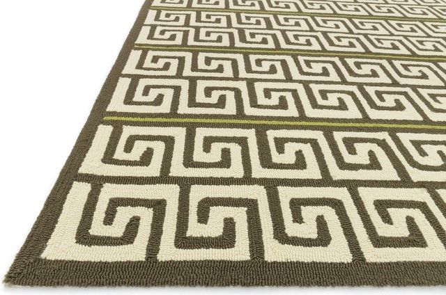 Indoor Outdoor Palm Springs Area Rug, Brown and Green, 7'-10" X 7'-10" Round