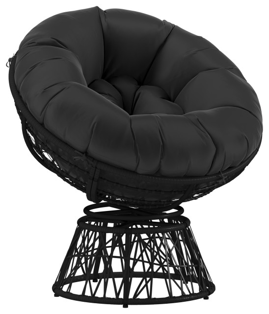 Indoor/Outdoor Papasan Style Swivel Base Patio Chair with Cushion