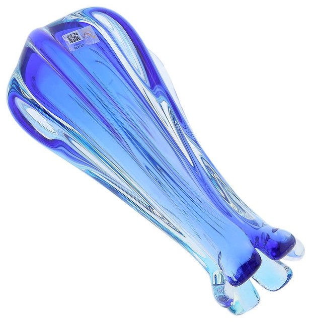 Vase en verre de Murano bleu clair modèle Onde par - Maison Vase en verre de Murano bleu clair modèle Onde par - Maison