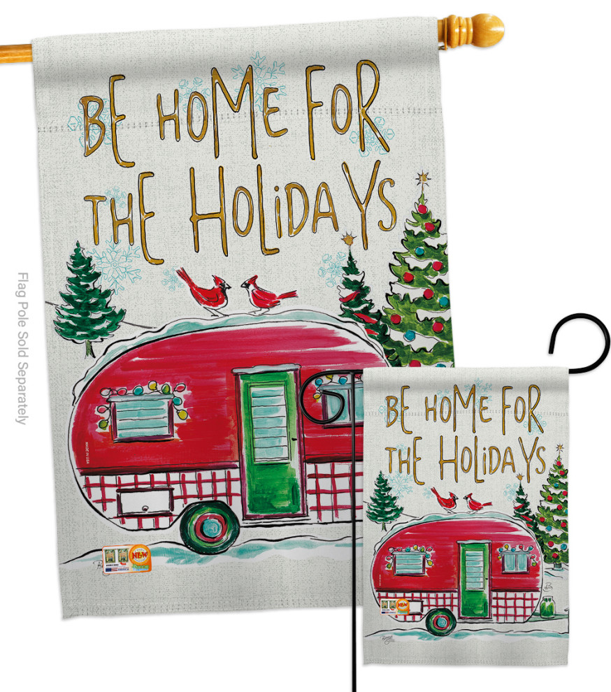 Home For Holidays Winter Christmas Flags Set Modern Flags And