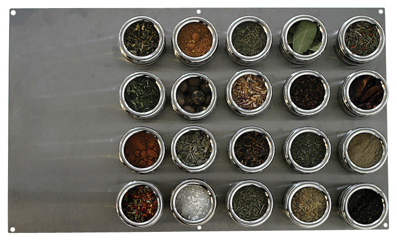 Soho Magnetic Spice Board With 20 Containers, Stainless Steel