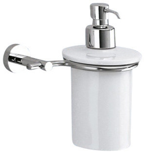 Wall Mounted Porcelain Soap Dispenser With Chrome Mounting