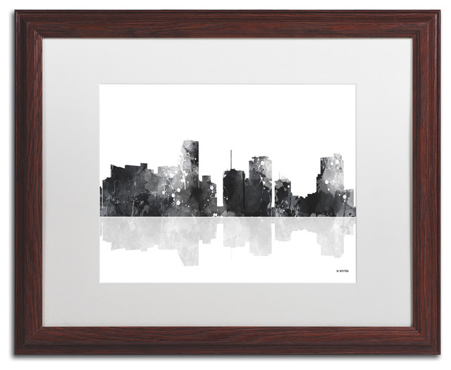 Watson 'Miami Florida Skyline BG-1' Art, Wood Frame, 16"x20", White Matte