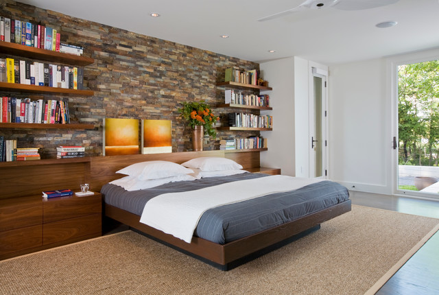 Master Bedroom With Built In Headboard And Storage