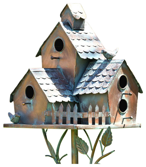 Country Style Large Iron Birdhouse Stake, New Britain Farmhouse