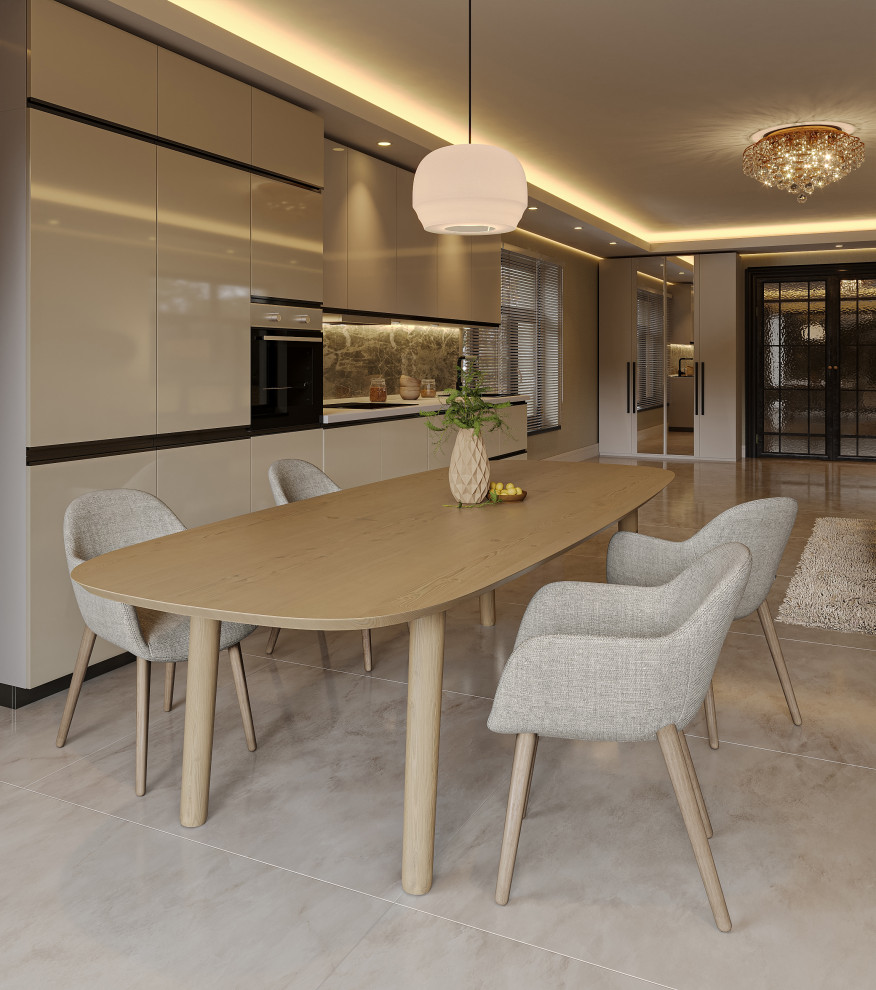 Визуализация гостиной-кухни в современном стиле