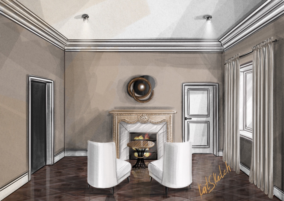 Скетч гостиной, второй ракурс