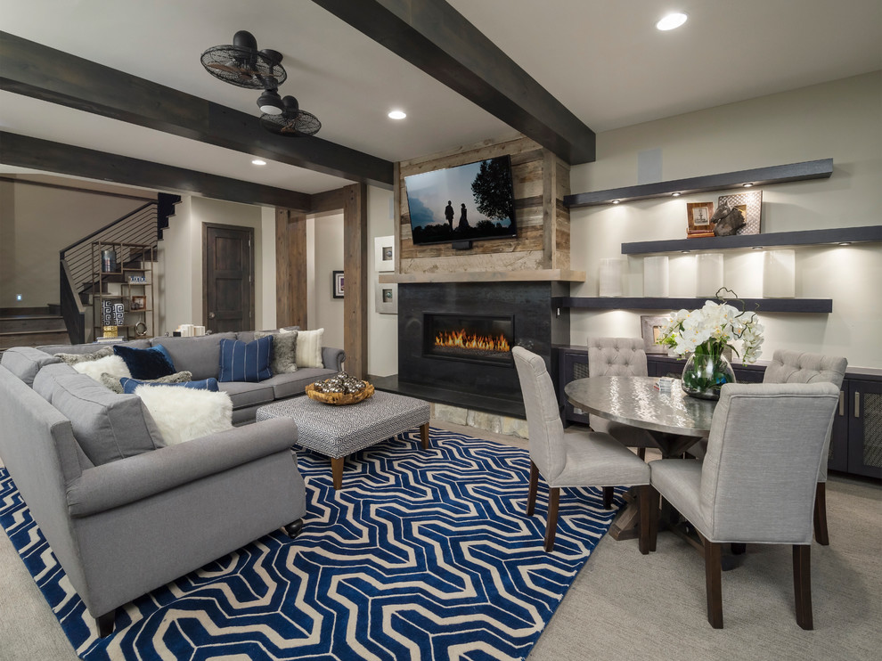 Inspiration for a transitional family room in Salt Lake City.