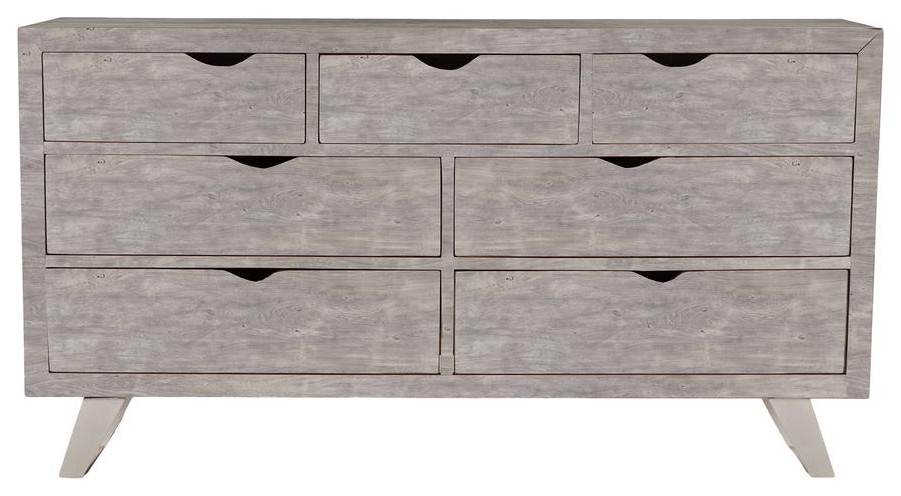 Nottingham 71 Inch Acacia Wood Dresser In Weathered Gray Finish