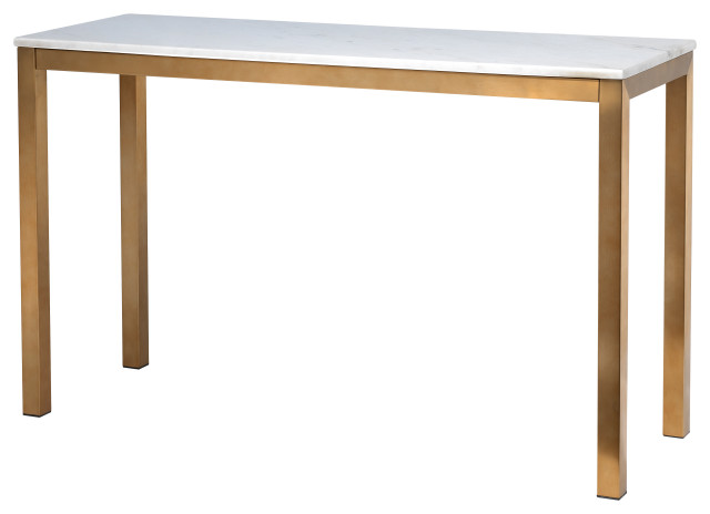 Coast To Marble Top Console Table With Gold And White