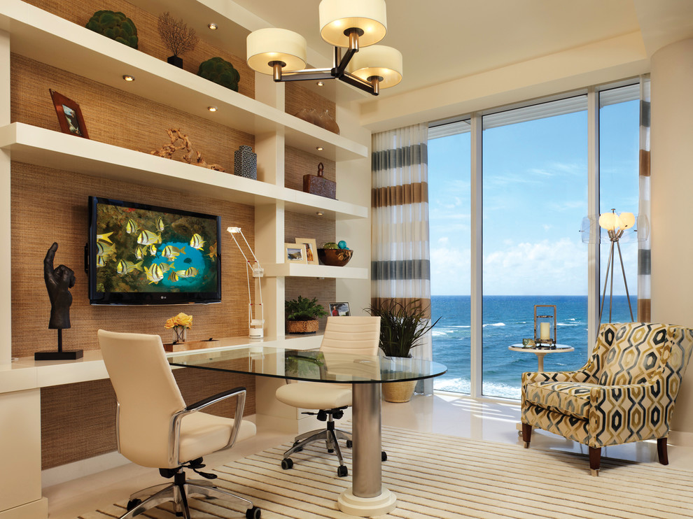 Inspiration for a beach style home office in Miami.