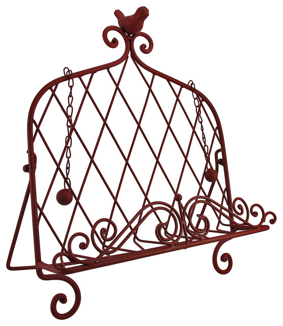 Zeckos Decorative Red Bird Metal Cookbook Stand Book Holder Easel