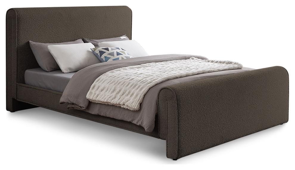 Stylus Black Boucle Fabric Full Bed, Brown, Full