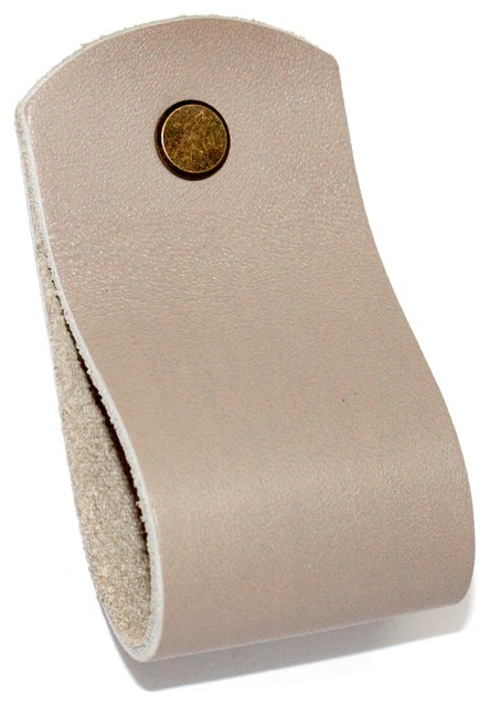 Handcrafted In Usa Gray Leather Loop Drawer Pull Contemporary