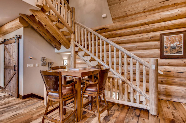 Apre Ski Spruce Log Cabin Rustic Staircase Denver By