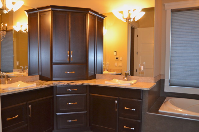 New Custom Maple Cabinets Dark Stain Traditional Bathroom
