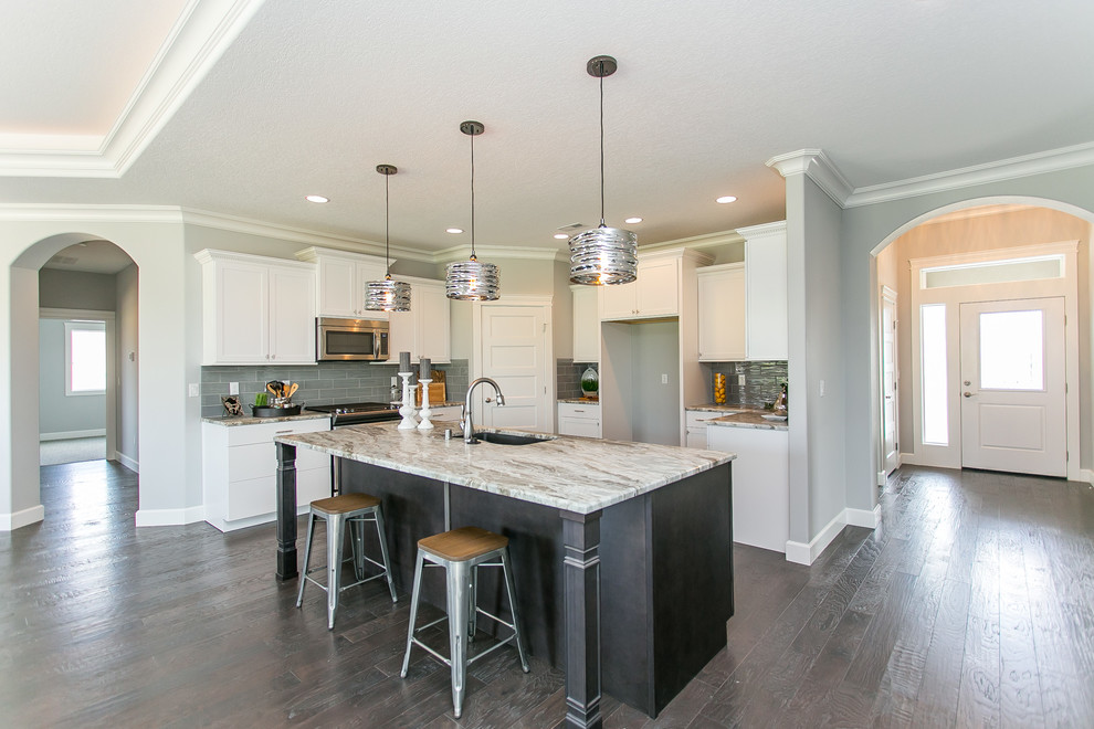 Example of a transitional kitchen design in Seattle