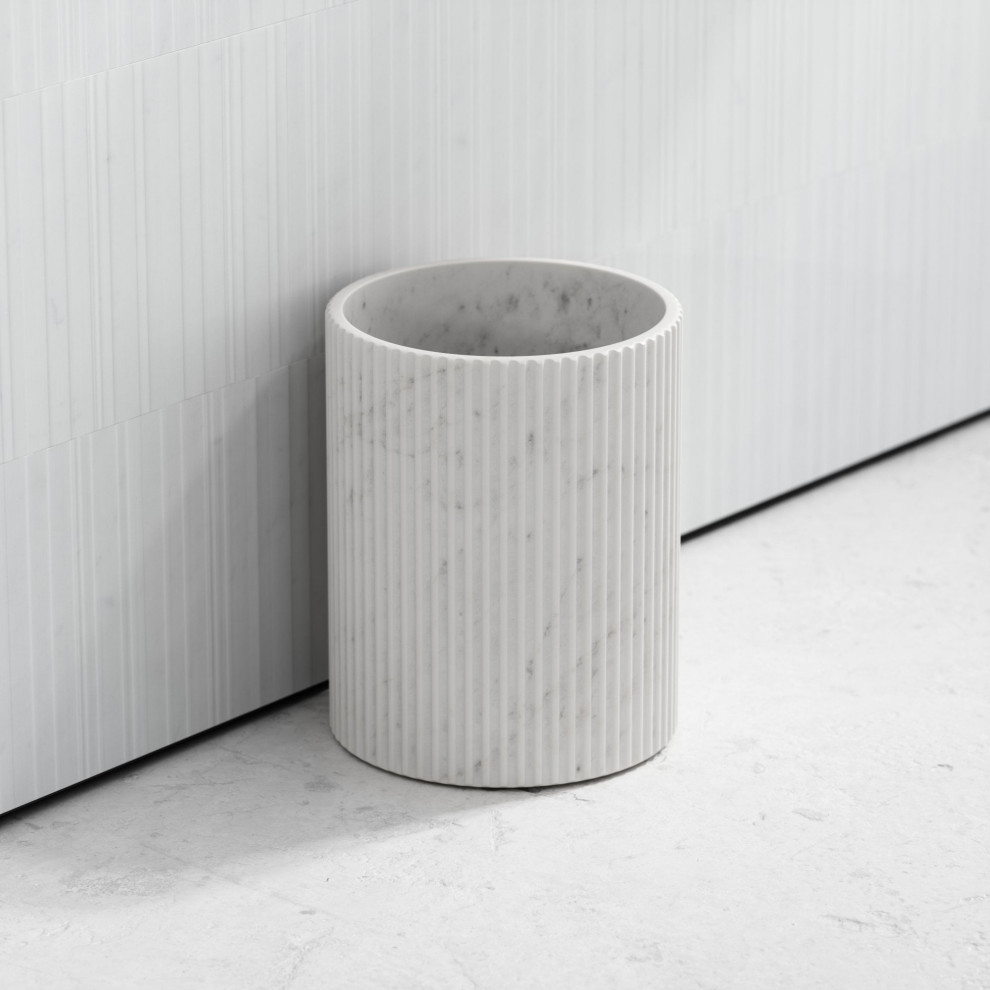 Bijoux Carrara Fluted Marble Bathroom Bin - Bathroom - Other - by LUSSO ...