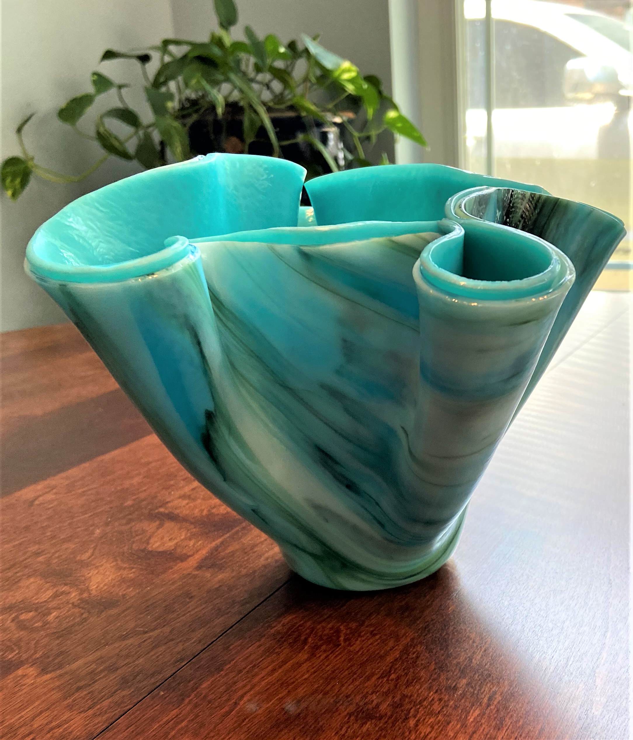 Small turquoise vase with 2 layers of glass - view 2