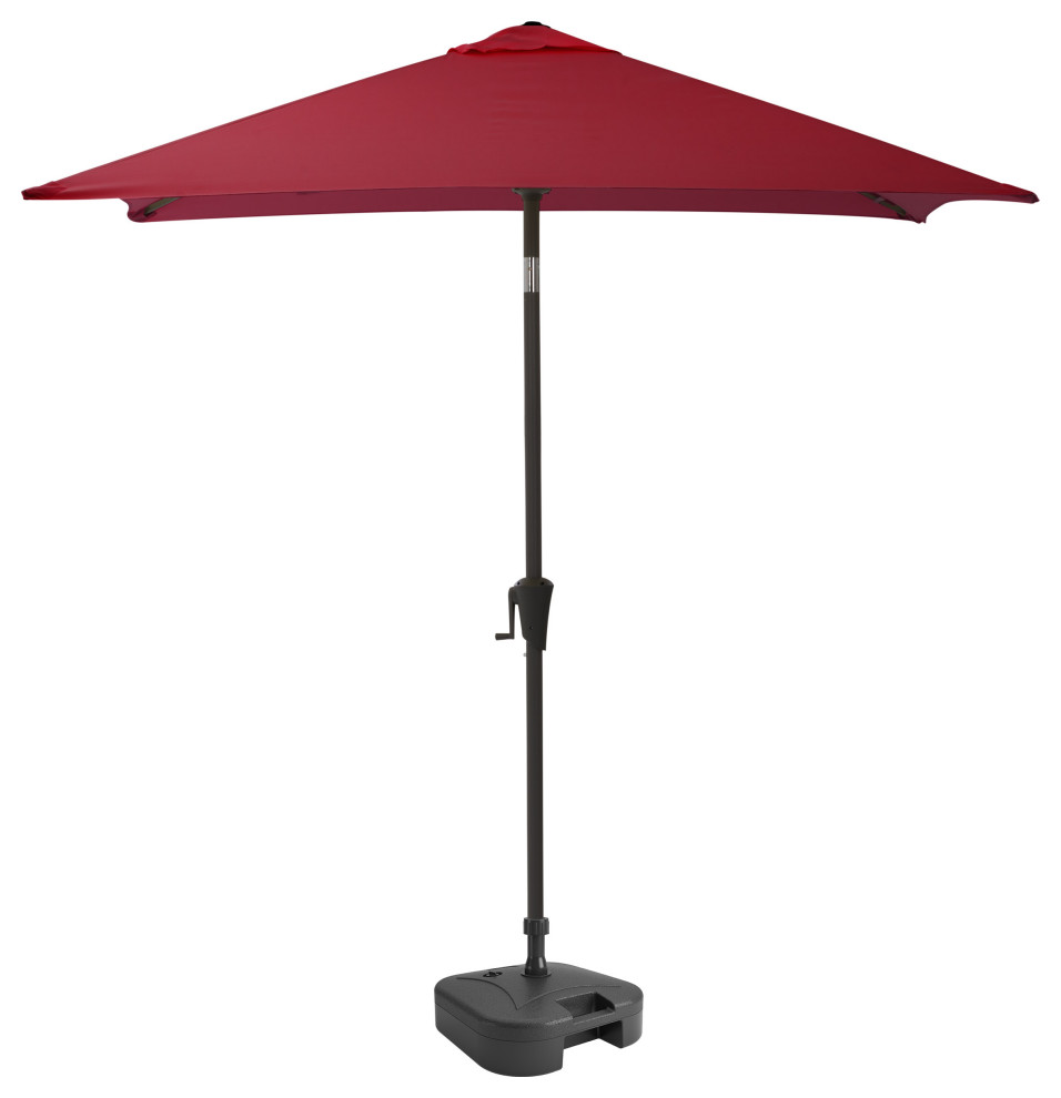 9' Square Tilting Wine Red Patio Umbrella With Umbrella Base