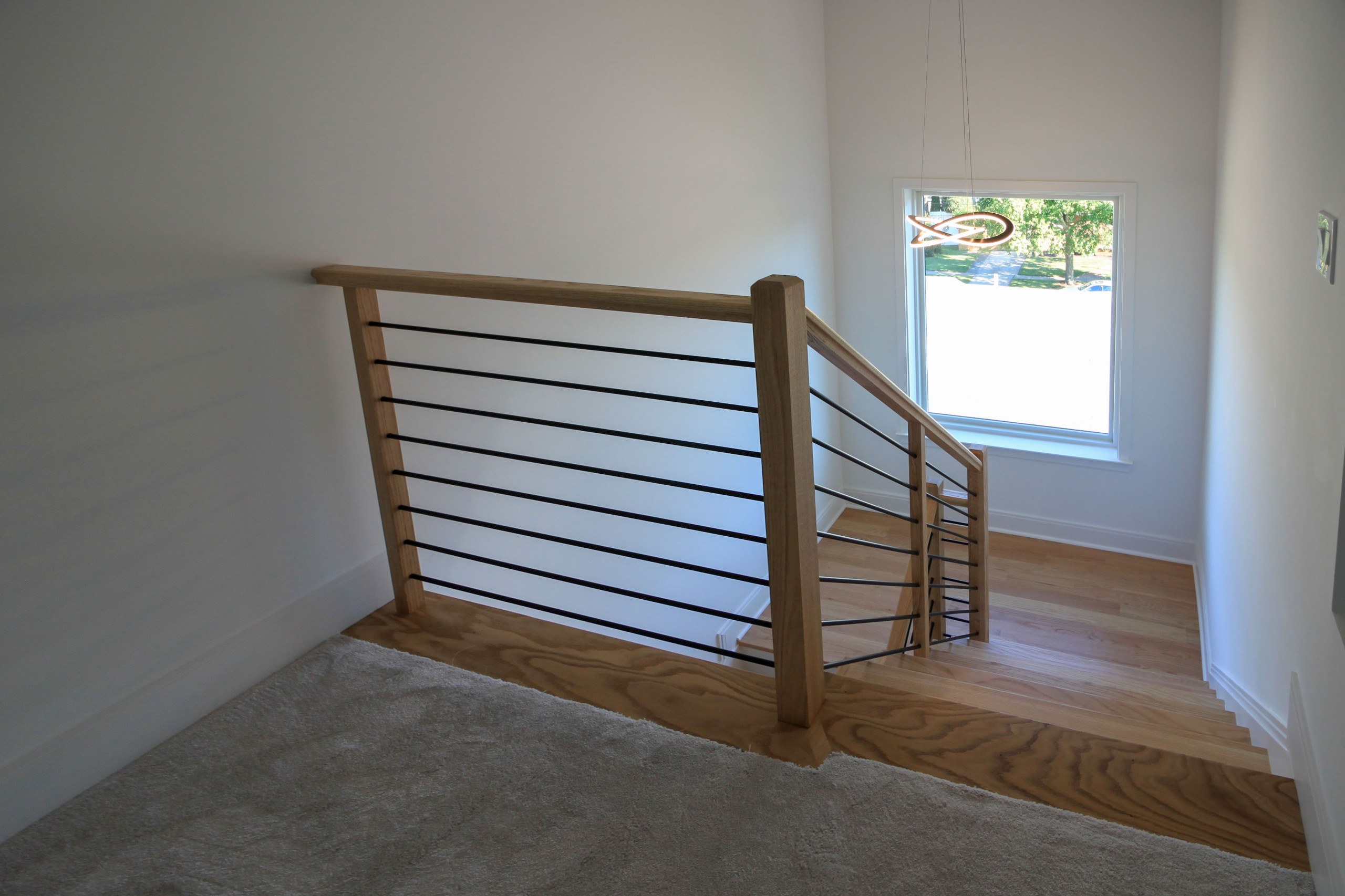 94_Neutral Color Floating Staircase with Metal Balusters, Bethesda MD 20817