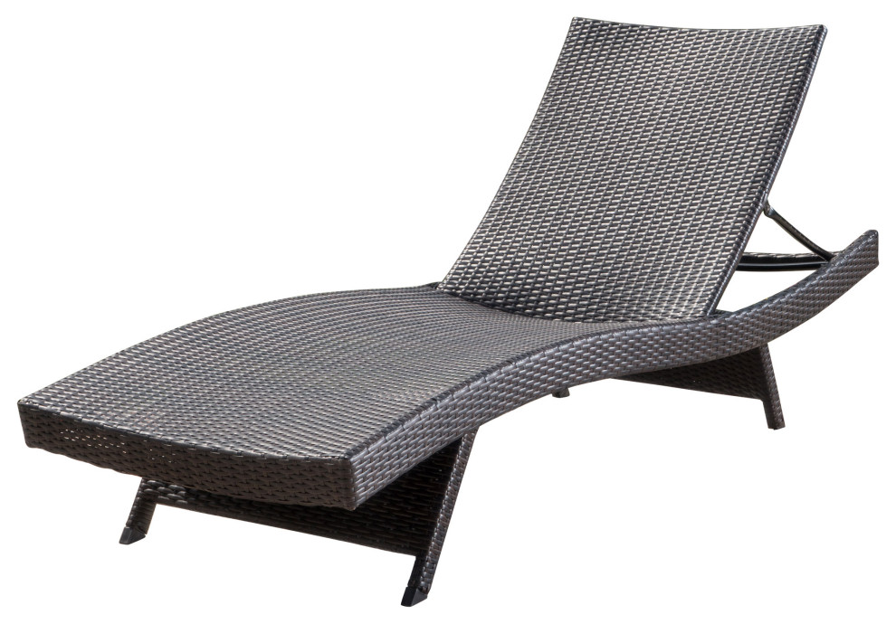 GDF Studio Lakeport Outdoor Adjustable Chaise Lounge Chair Tropical Outdoor Chaise Lounges