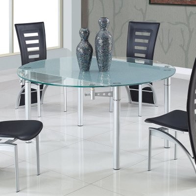 Global Furniture Frosted Glass Drop Leaf Dining Table