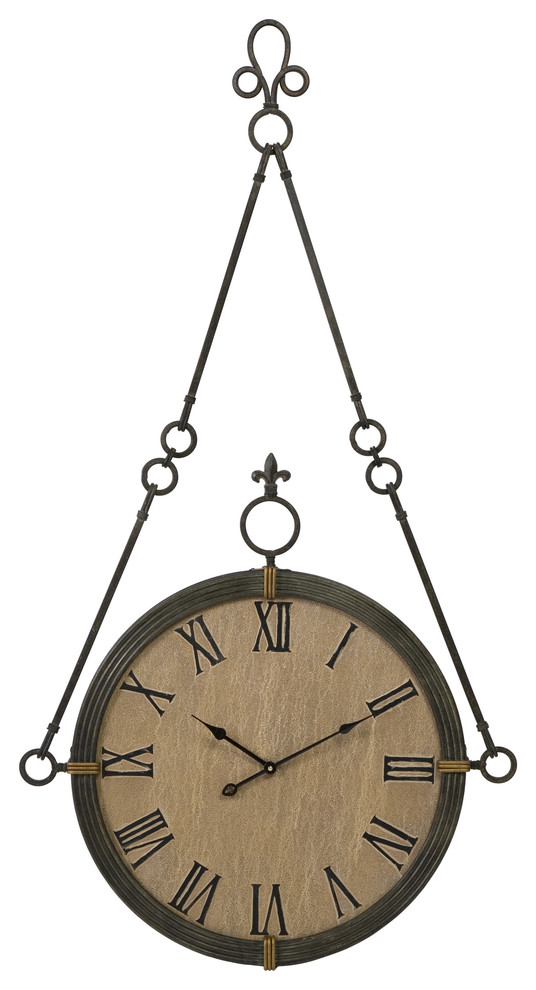 Oversize Vintage Hanging Fleur de Lis Wall Clock