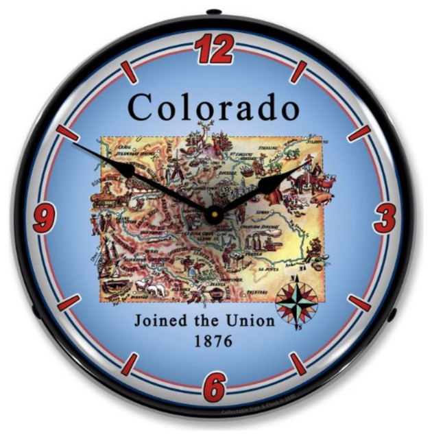 20041088 State of Colorado Clock Contemporary Wall Clocks by VirVentures Houzz