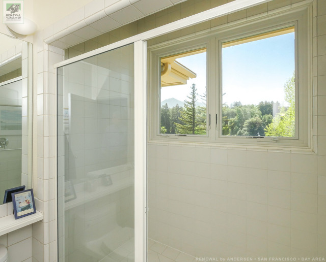 New Casement Windows in Great WalkIn Shower Renewal by Andersen San Francisco Bathroom