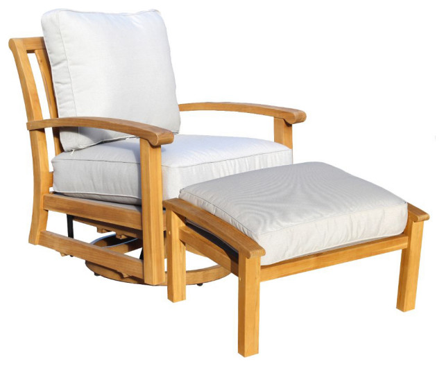 Heritage Teak 2 Piece Swivel Glider and Ottoman Set Transitional