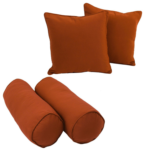 Solid Twill Throw Pillows With Inserts, 4-Piece Set, Spice