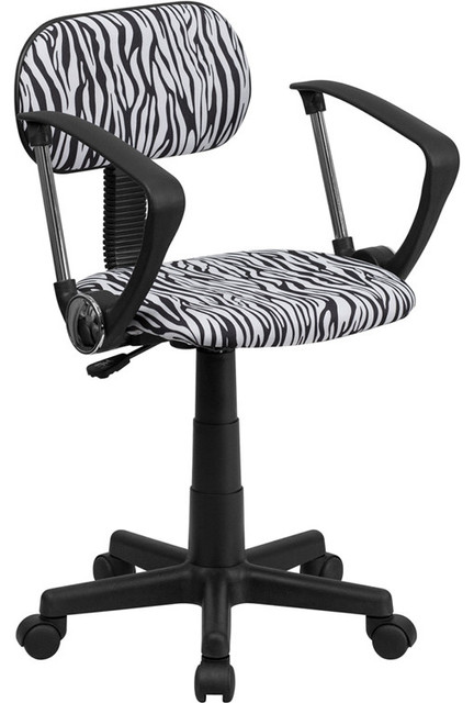 Black and White Zebra Print Computer Chair with Arms