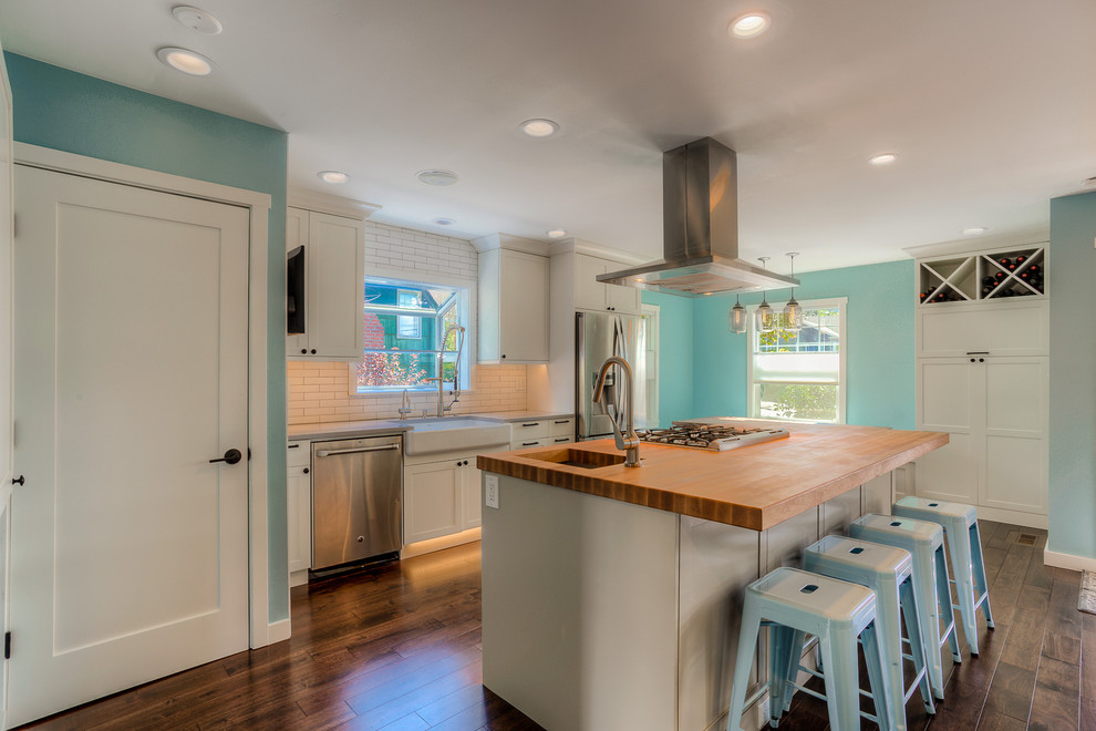 Example of a transitional kitchen design in Seattle