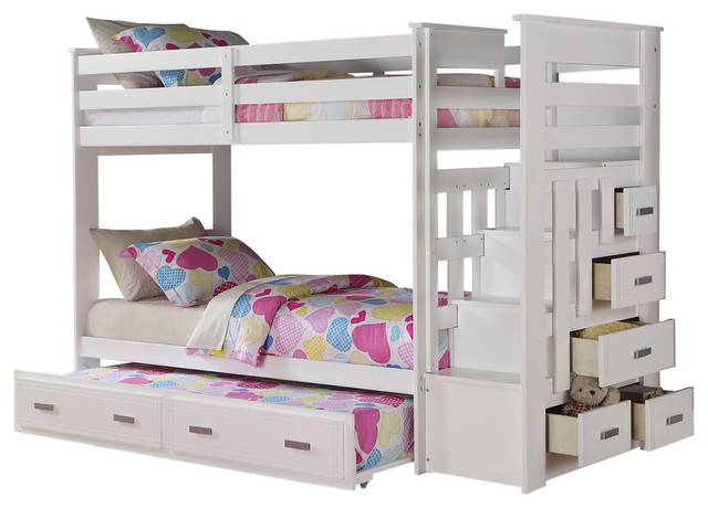 white loft bed with drawers