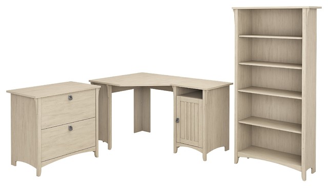 Salinas 55w Corner Desk With Lateral File Cabinet And Bookcase