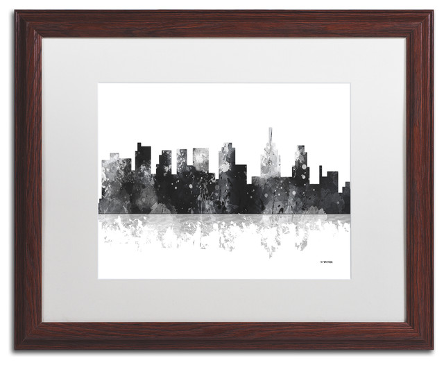 Marlene Watson 'Philadelphia Skyline BG-1' Art, Wood Frame, 16"x20", White Matte