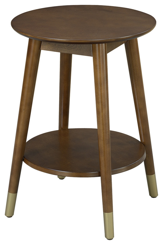 Wilson Mid Century Round End Table With Shelf - Midcentury - Side