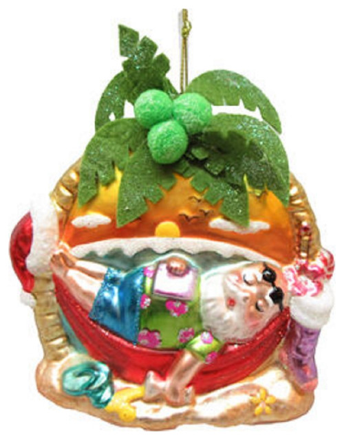 Santa in Hammock Christmas Holiday Ornament December Diamonds Christmas Ornaments by Mary B