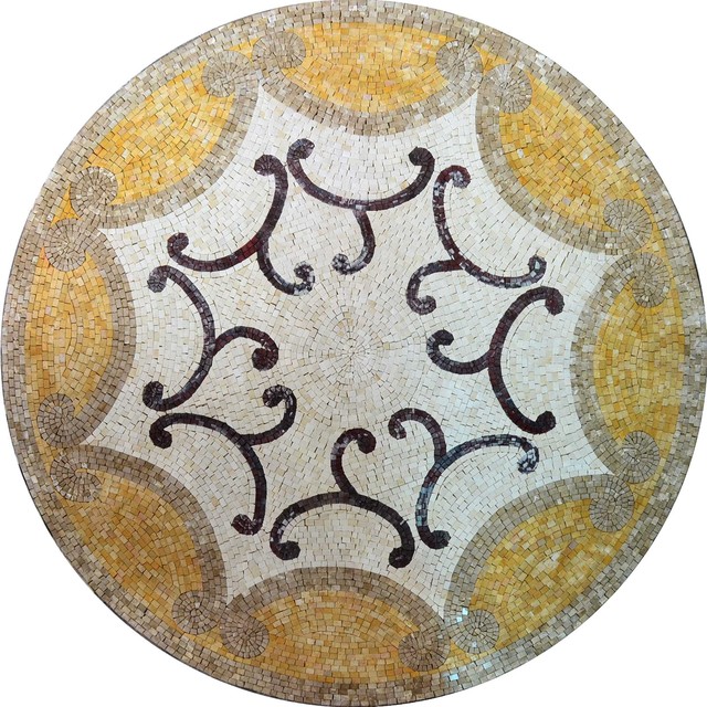 Round Accent Mosaic, Sabra, 31"x31" Traditional Tile Murals by