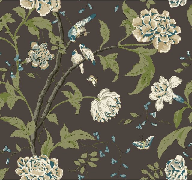 Dark Teahouse Floral Vibe Wallpaper