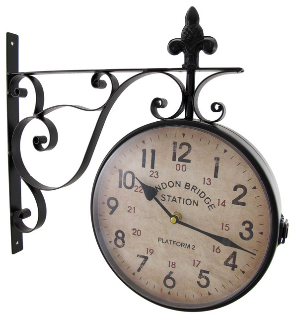 London Bridge Station Double Sided Wall Mounted Clock Traditional Wall Clocks By Zeckos Houzz