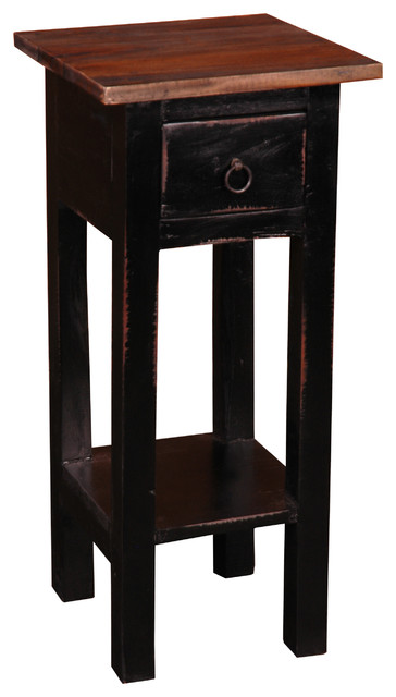 Cottage Narrow Side Table Light Distressed Antique Black Cottage Narrow Side Table Light Distressed Antique Black