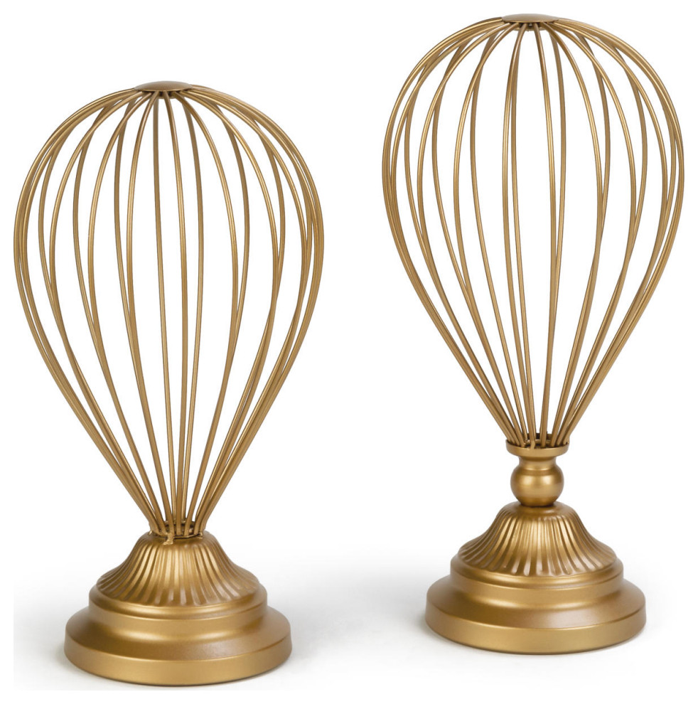 Gold Balloon Wire Hat Stands, Set of 2