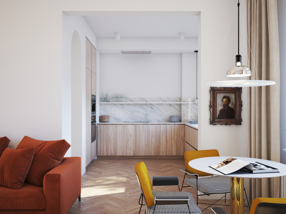 Design d'intérieur pour l'appartement d'un jeune couple dans un immeuble à étage