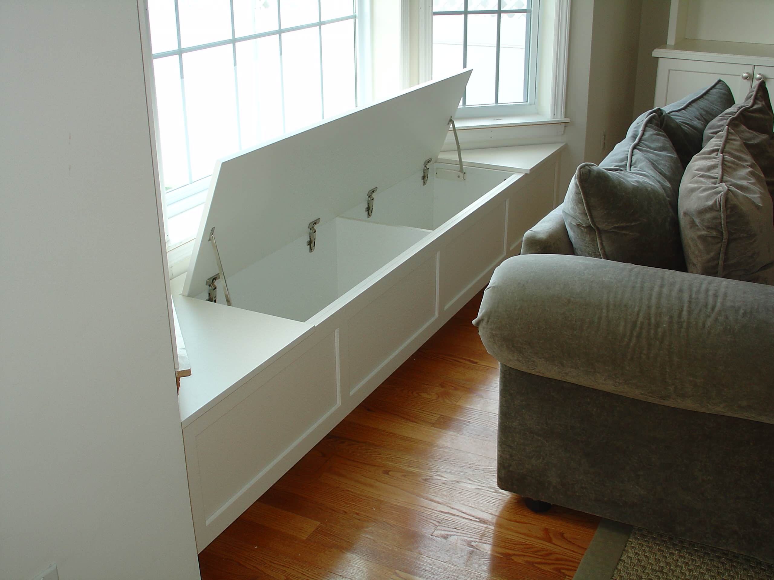 Built In Storage Benches Houzz, Living Room Bench Seating With Storage