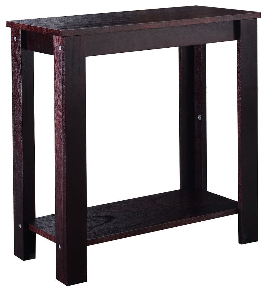 Modern Espresso Wooden Sofa End Table Side Table Transitional Side