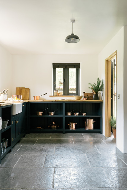The Leicestershire Kitchen in the Forest || Worn Grey Limestone rustic-kitchen